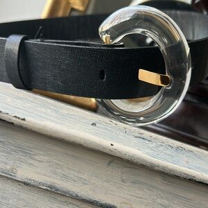 LIZZIE FORTUNATO Black Belt with CLEAR Resin Buckle